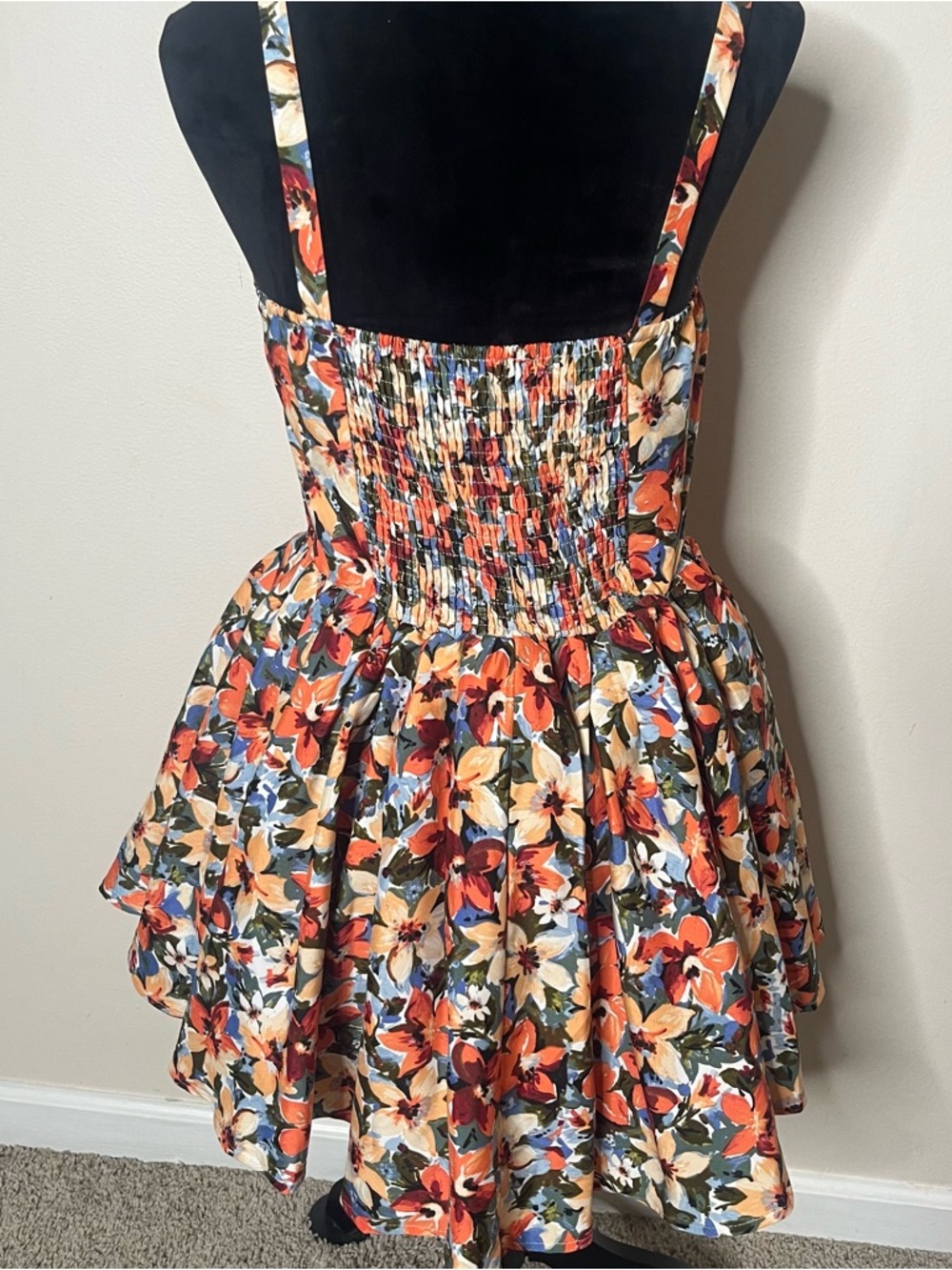 SHEIN Red & Cream Floral Sleeveless Mini Dress with Sweetheart Bodice Sz L - Picture 7 of 14